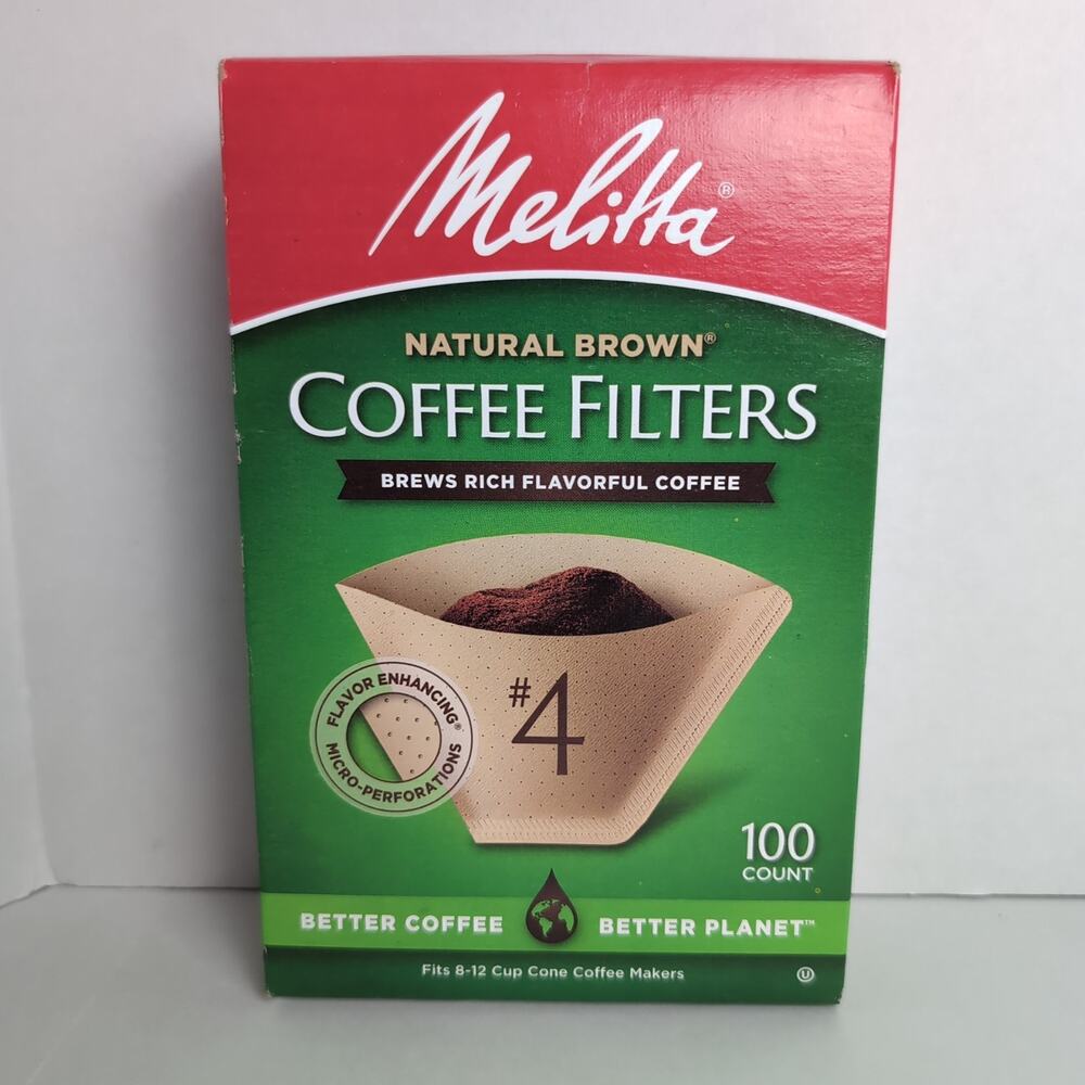 Melitta #4 Cone Coffee Filters Natural Brown 100 Count Total